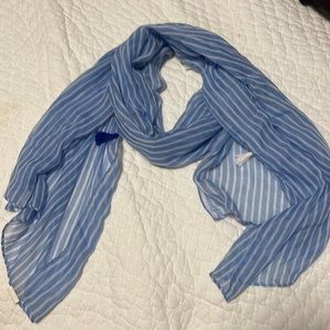 Blue and White Tassel Scarf